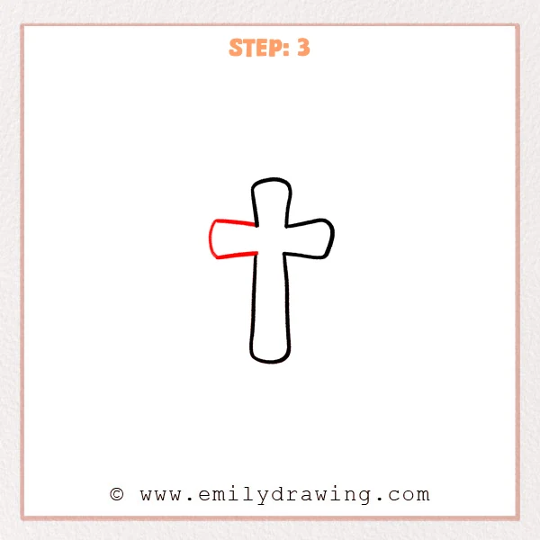 how to draw a cross with wings - The cross now includes a matching left horizontal arm with rounded edges, creating a balanced cross shape.